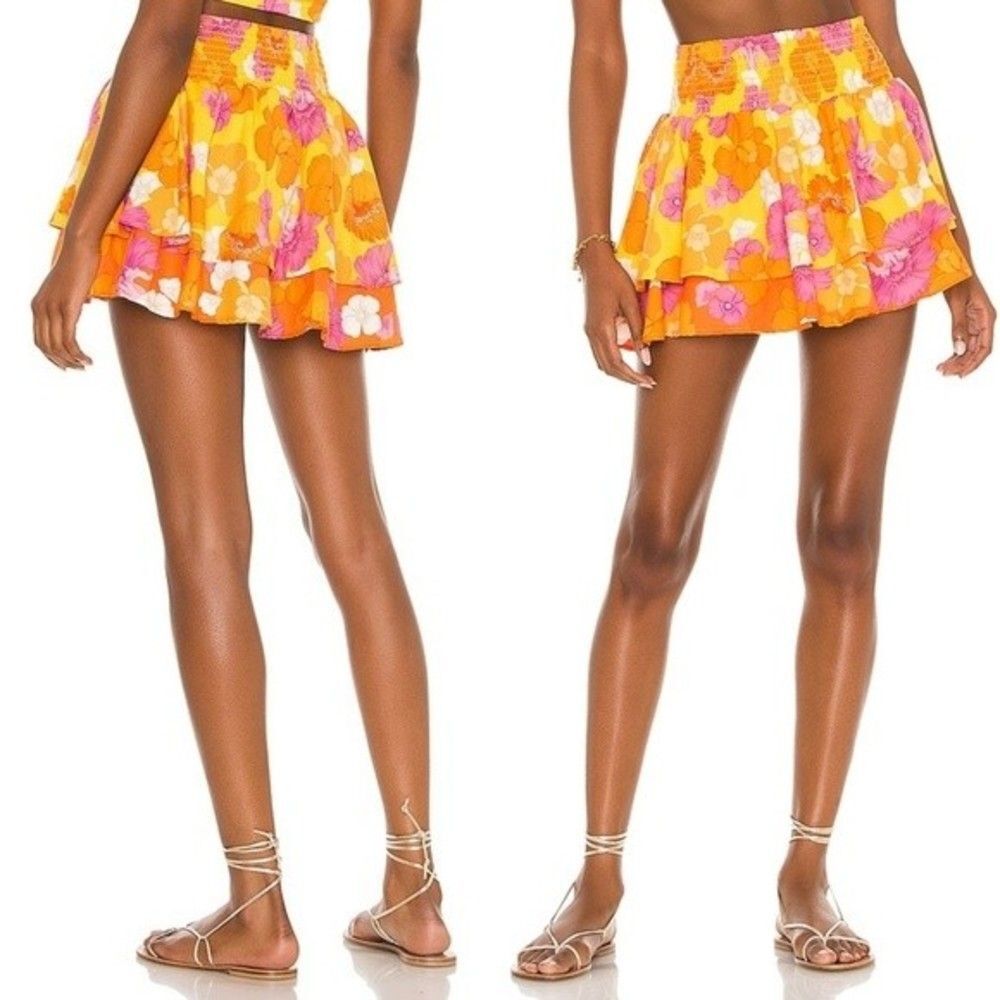 Agua Bendita Revolve Teresa skirt funky yellow